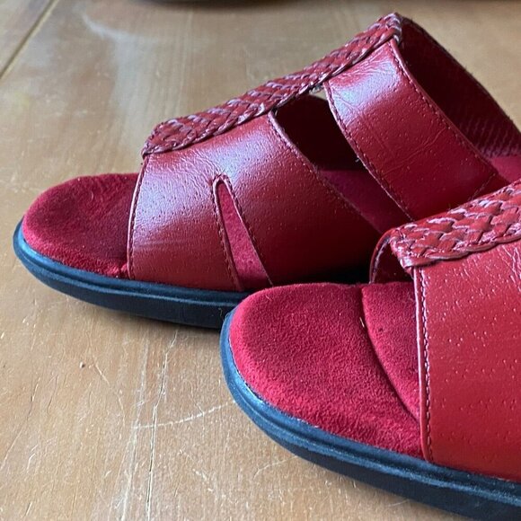 Dr. Scholls Red Leather Slide Sandals Womens Size 8.5 - Picture 5 of 13